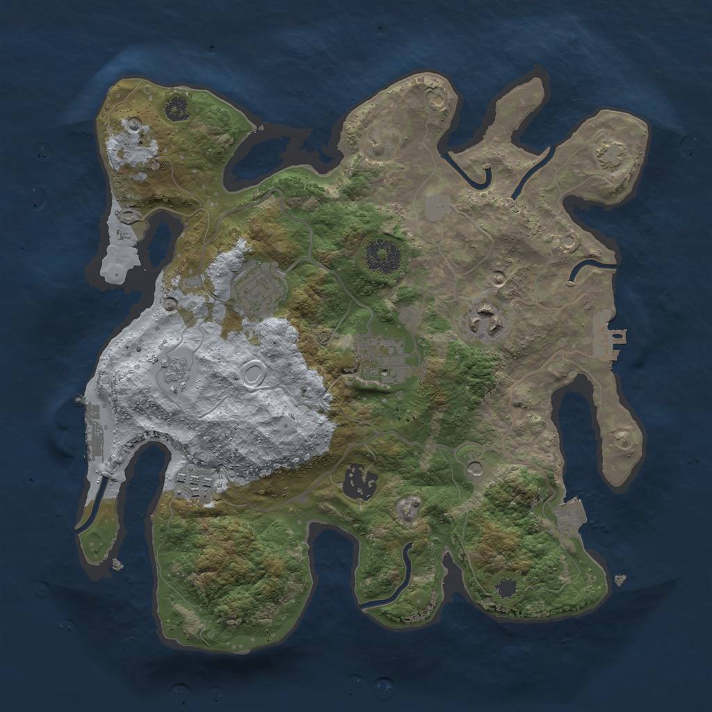 Rust Map: Procedural Map, Size: 3000, Seed: 446242547, 13 Monuments