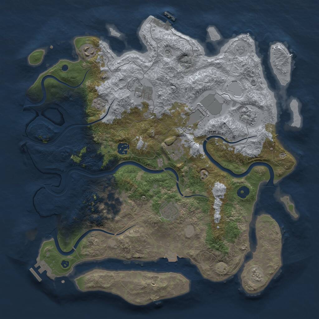 Rust Map: Procedural Map, Size: 3999, Seed: 1965733832, 15 Monuments