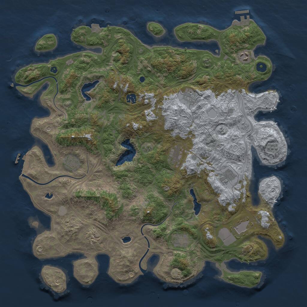 Rust Map: Procedural Map, Size: 4500, Seed: 129311, 16 Monuments