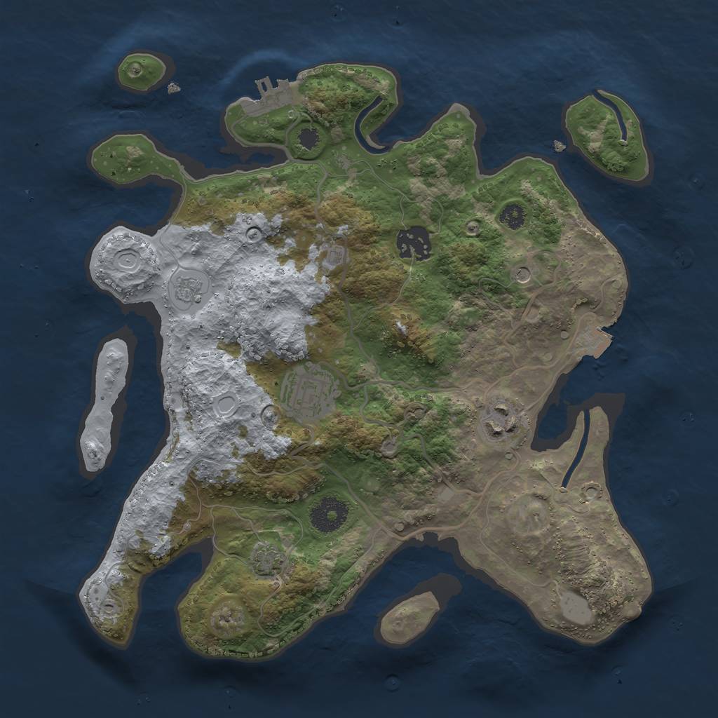 Rust Map: Procedural Map, Size: 3000, Seed: 331948853, 10 Monuments