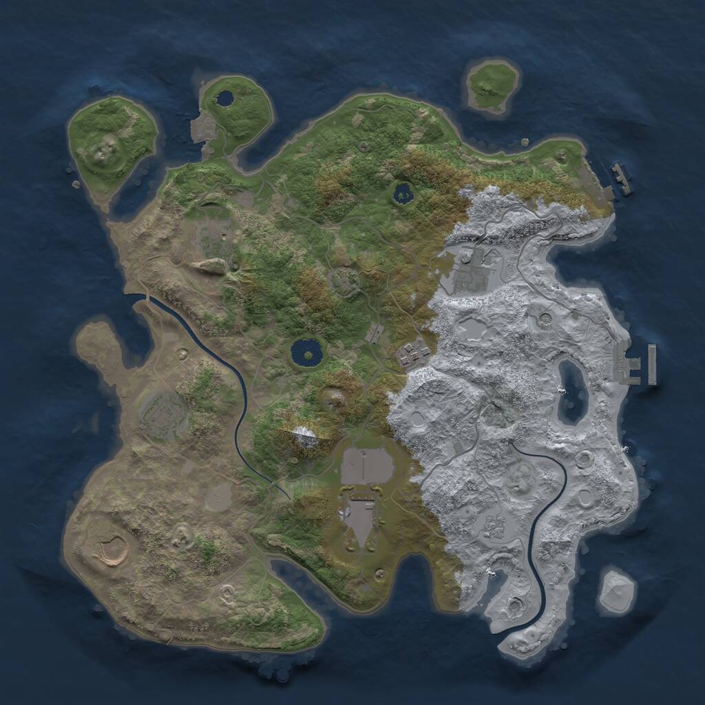 Rust Map: Procedural Map, Size: 3500, Seed: 345602562, 12 Monuments