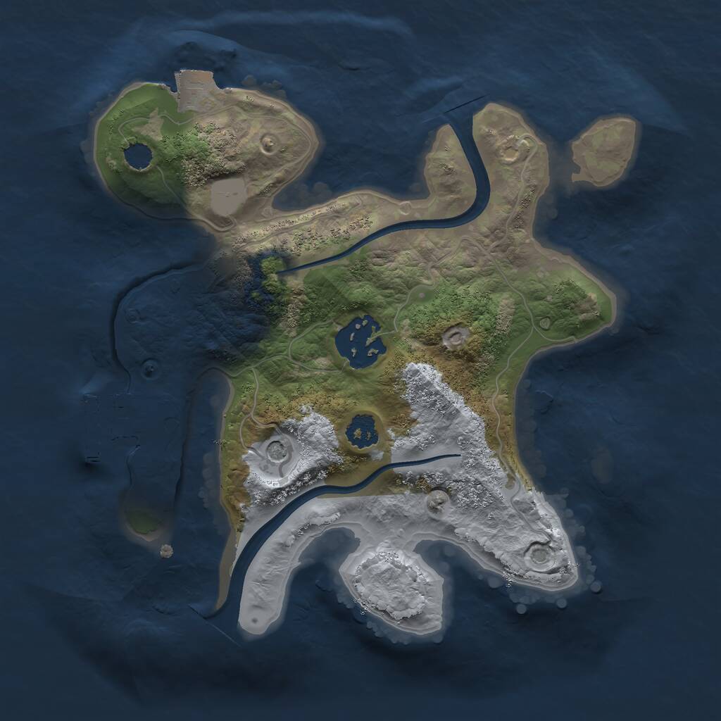 Rust Map: Procedural Map, Size: 2200, Seed: 987654321, 4 Monuments