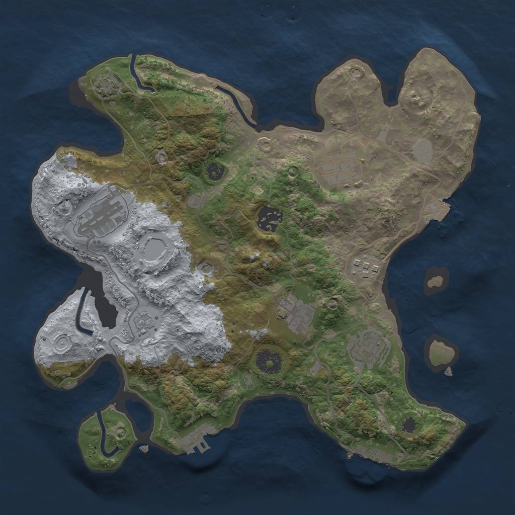 Rust Map: Procedural Map, Size: 3000, Seed: 1463778718, 14 Monuments