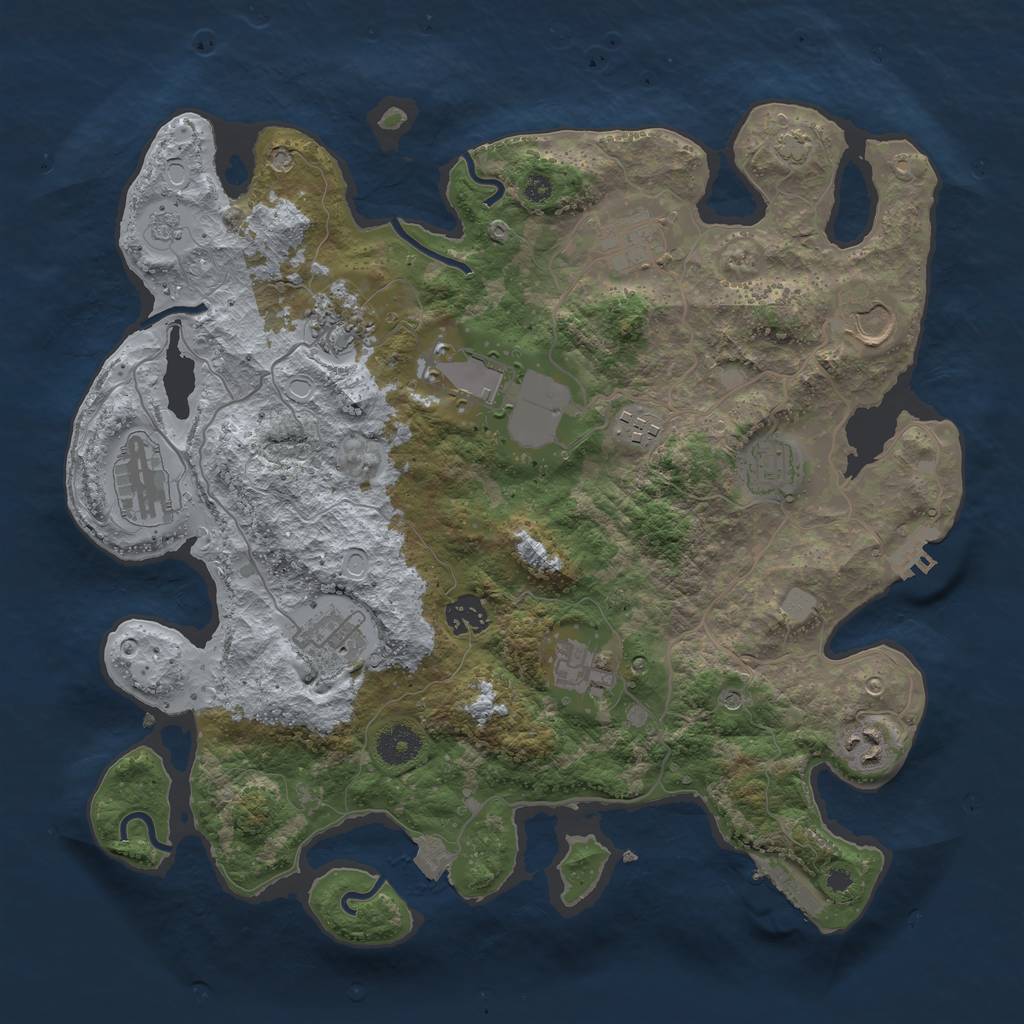 Rust Map: Procedural Map, Size: 3700, Seed: 47432656, 19 Monuments