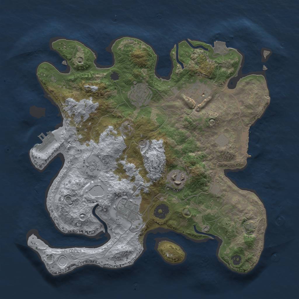 Rust Map: Procedural Map, Size: 3000, Seed: 7848, 12 Monuments