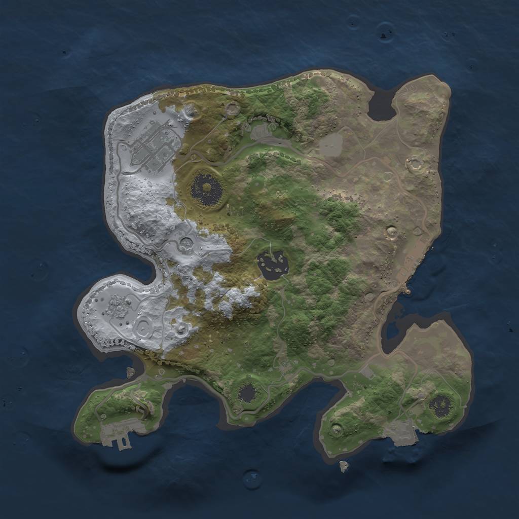 Rust Map: Procedural Map, Size: 2500, Seed: 619997, 9 Monuments
