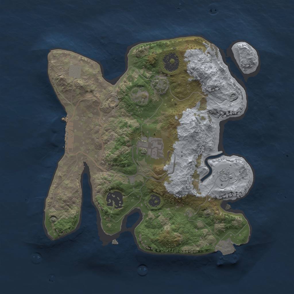 Rust Map: Procedural Map, Size: 2500, Seed: 32341, 8 Monuments