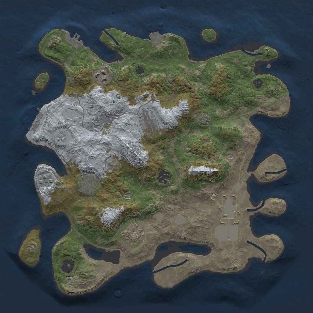 Rust Map: Procedural Map, Size: 3500, Seed: 1784761375, 15 Monuments