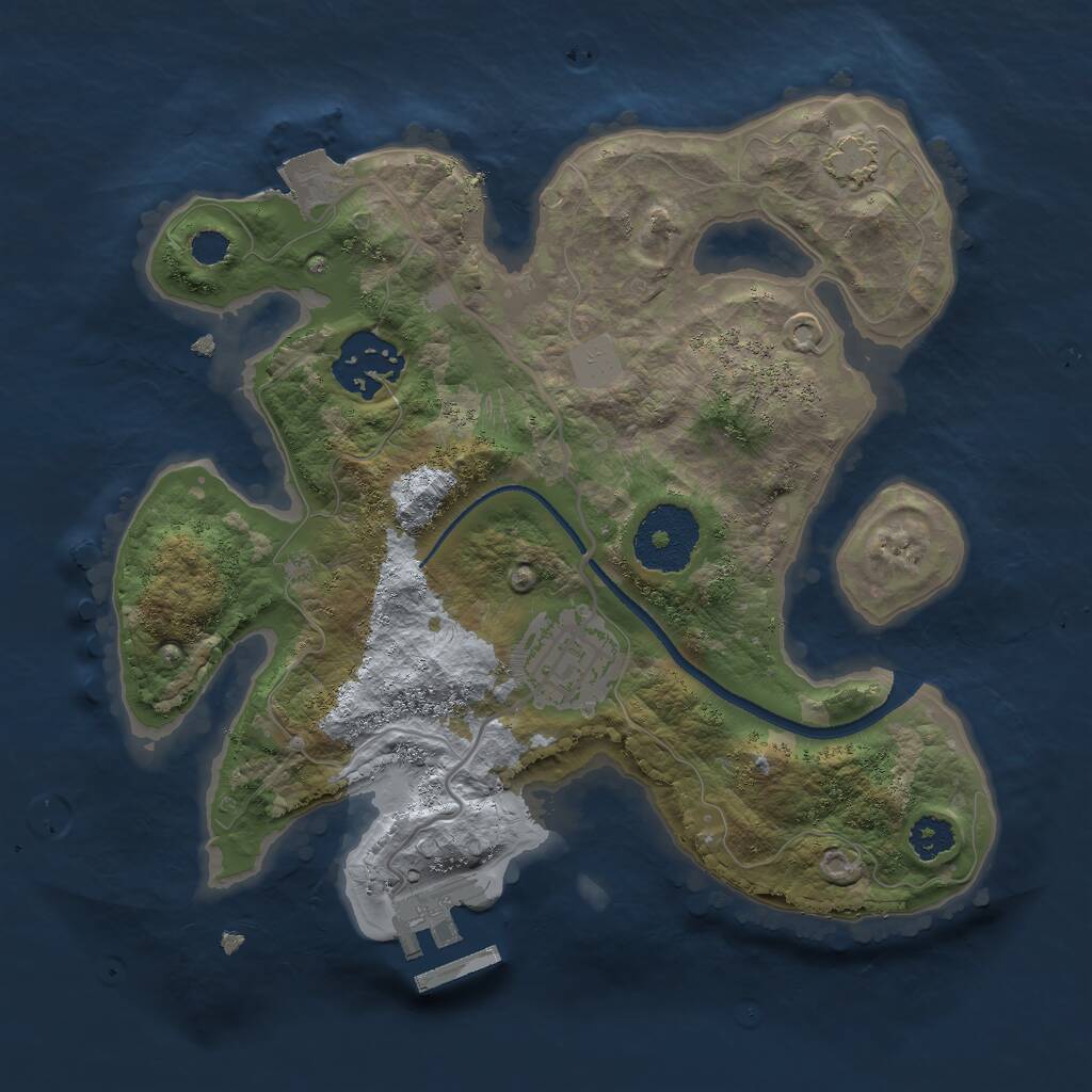 Rust Map: Procedural Map, Size: 2500, Seed: 685520884, 5 Monuments