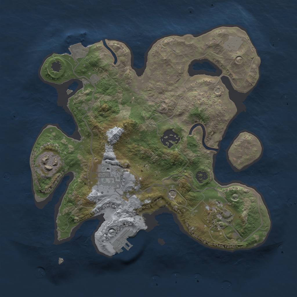 Rust Map: Procedural Map, Size: 2500, Seed: 685520884, 9 Monuments