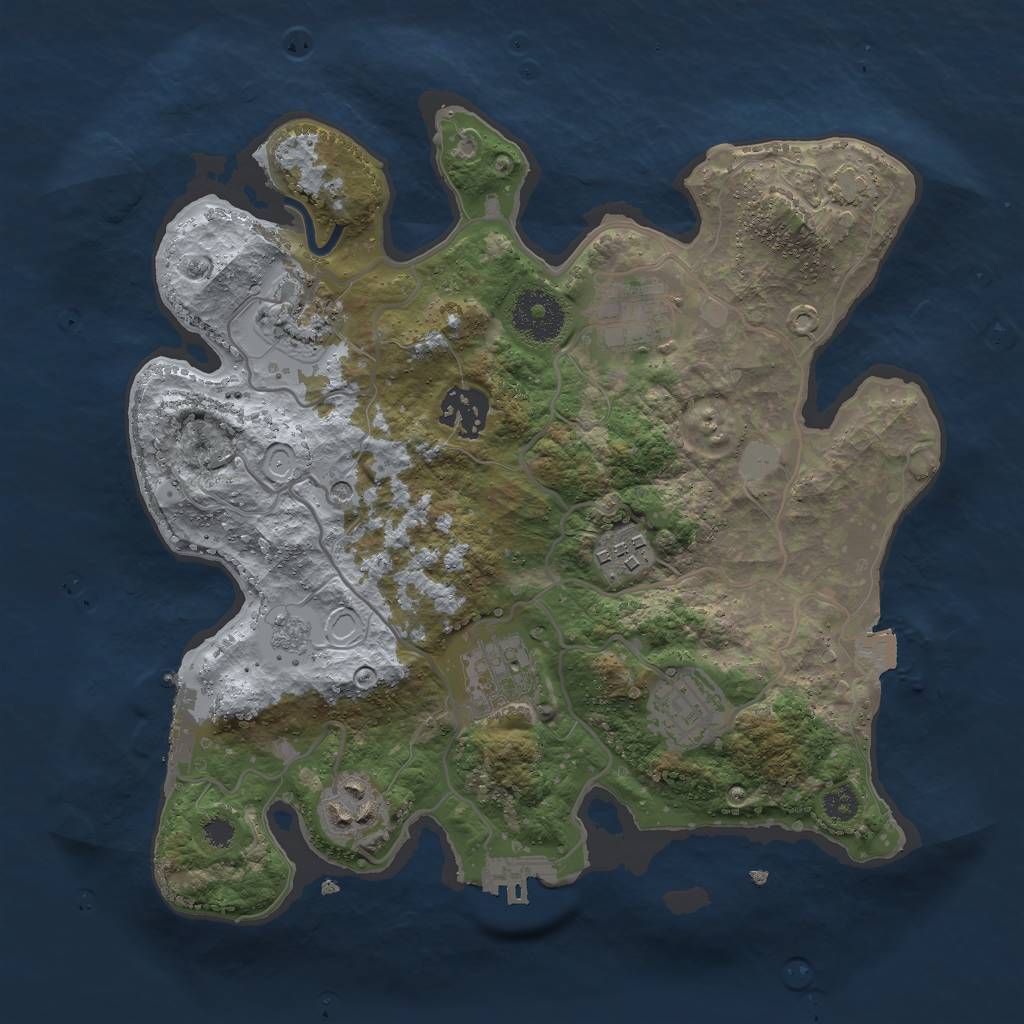 Rust Map: Procedural Map, Size: 3000, Seed: 28957, 15 Monuments
