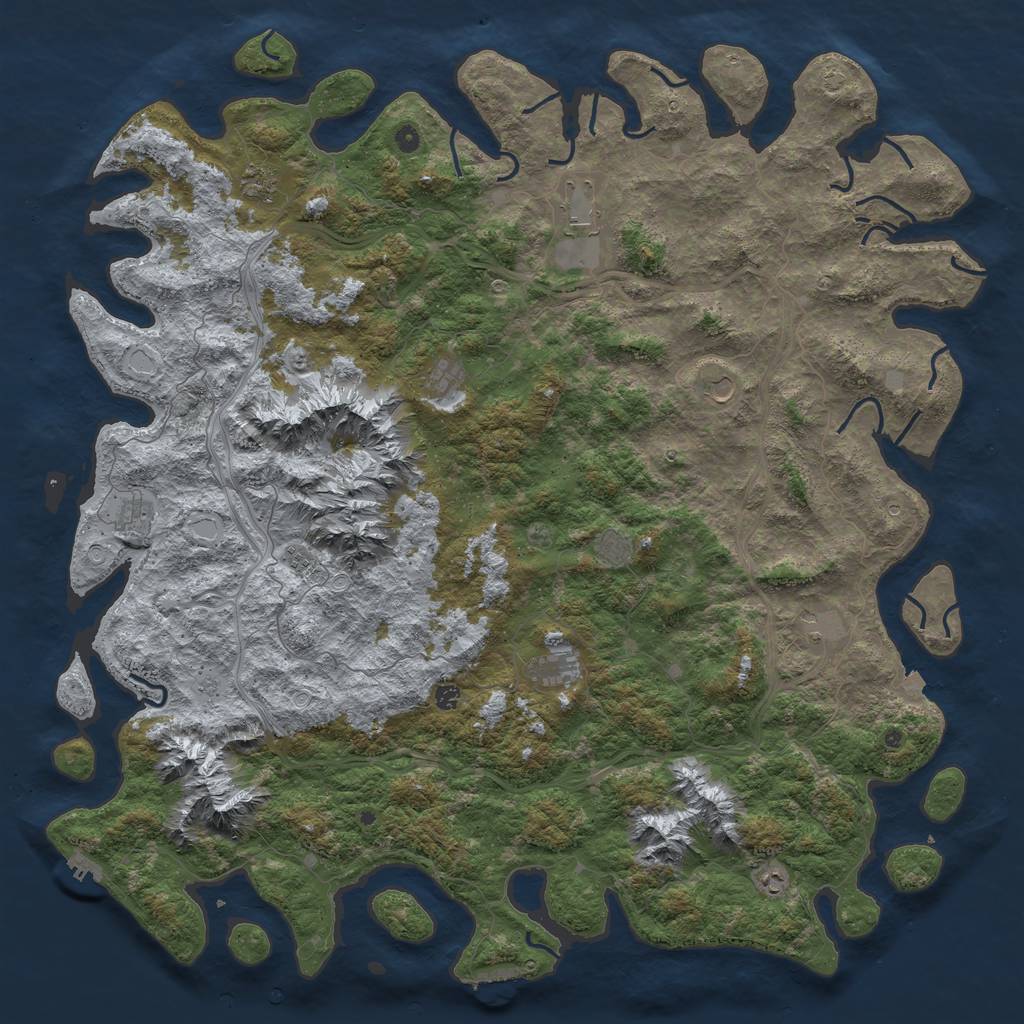 Rust Map: Procedural Map, Size: 6000, Seed: 687601089, 19 Monuments