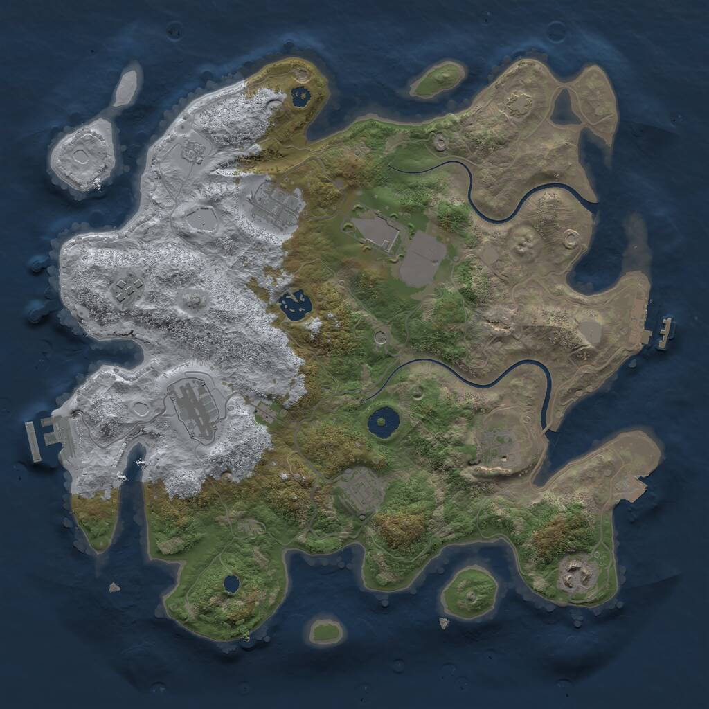 Rust Map: Procedural Map, Size: 3500, Seed: 1496556097, 14 Monuments