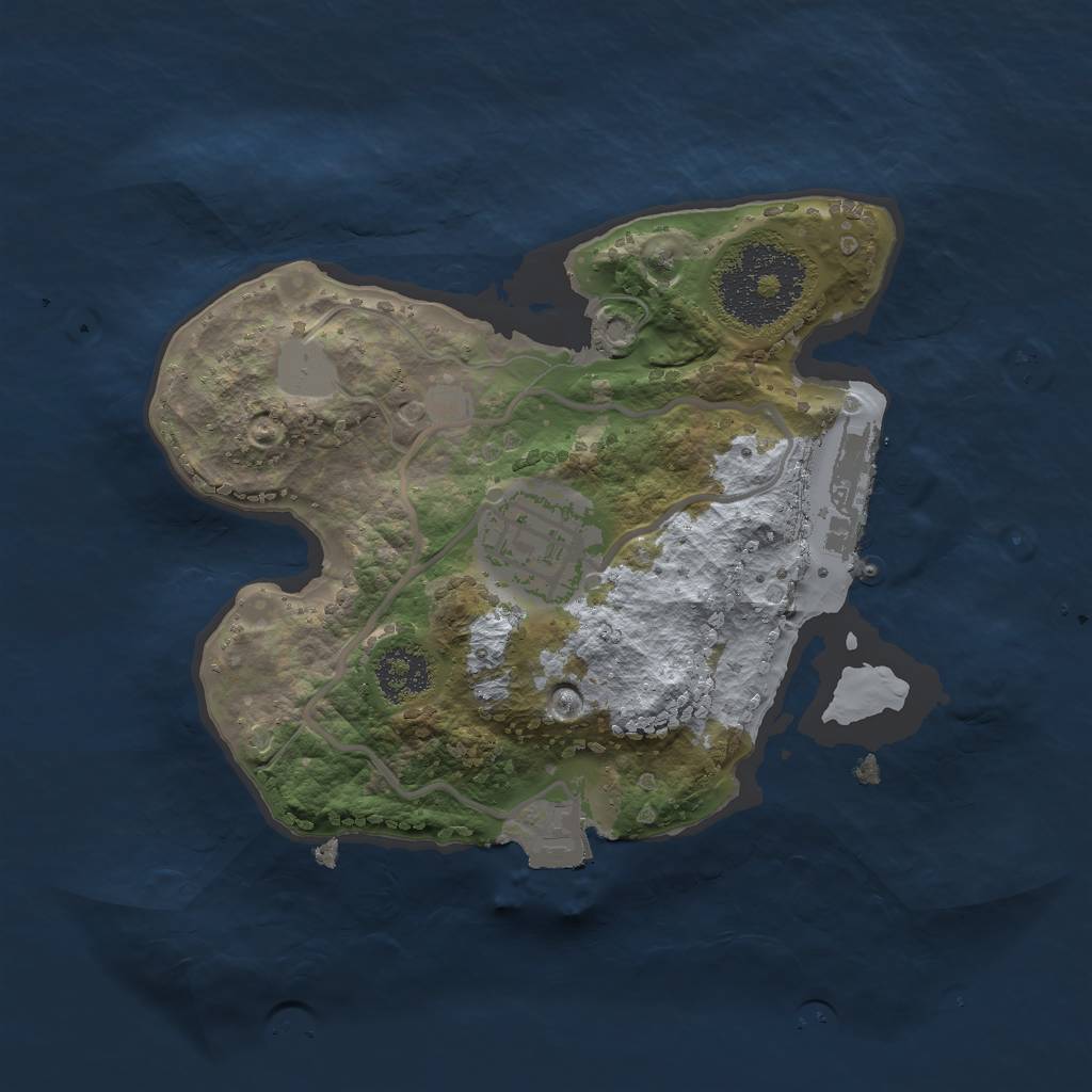 Rust Map: Procedural Map, Size: 2000, Seed: 34841, 5 Monuments