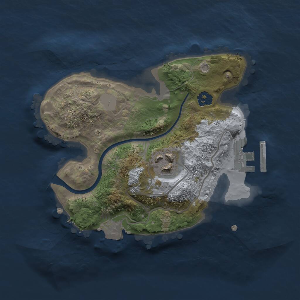 Rust Map: Procedural Map, Size: 2000, Seed: 34841, 3 Monuments