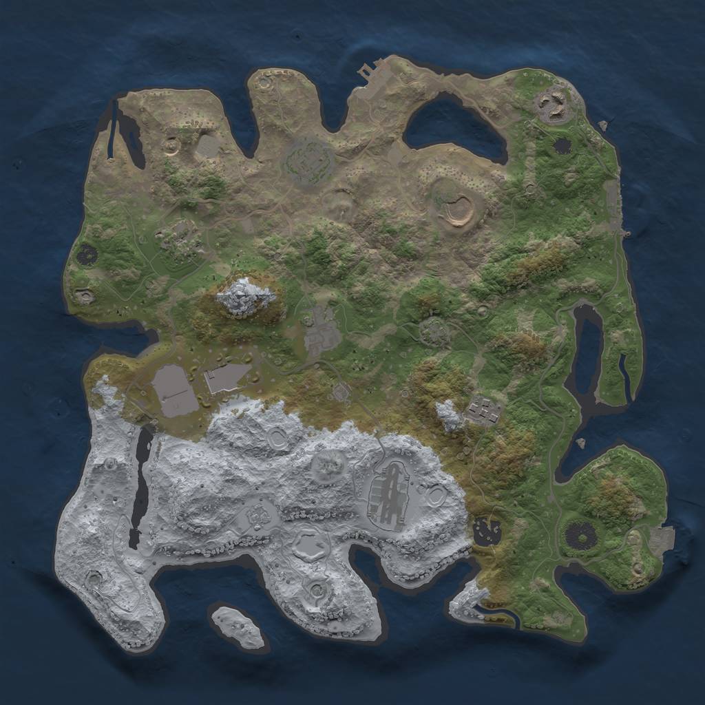 Rust Map: Procedural Map, Size: 3500, Seed: 1343872432, 17 Monuments