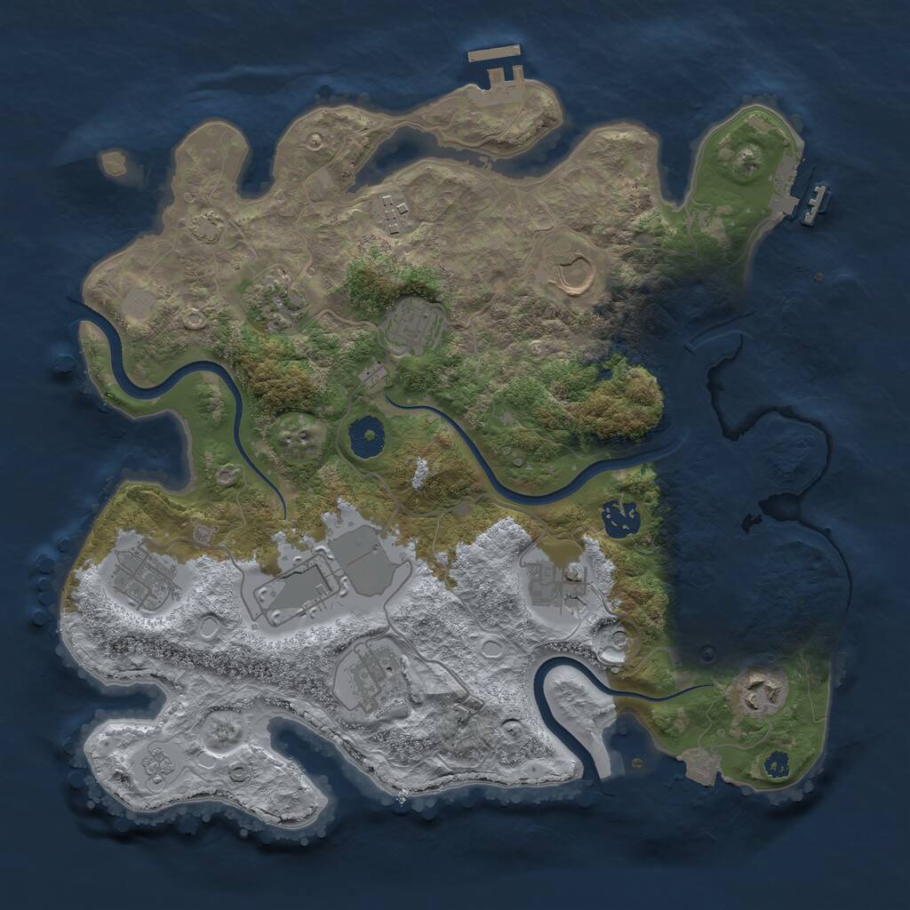 Rust Map: Procedural Map, Size: 3500, Seed: 993009746, 16 Monuments
