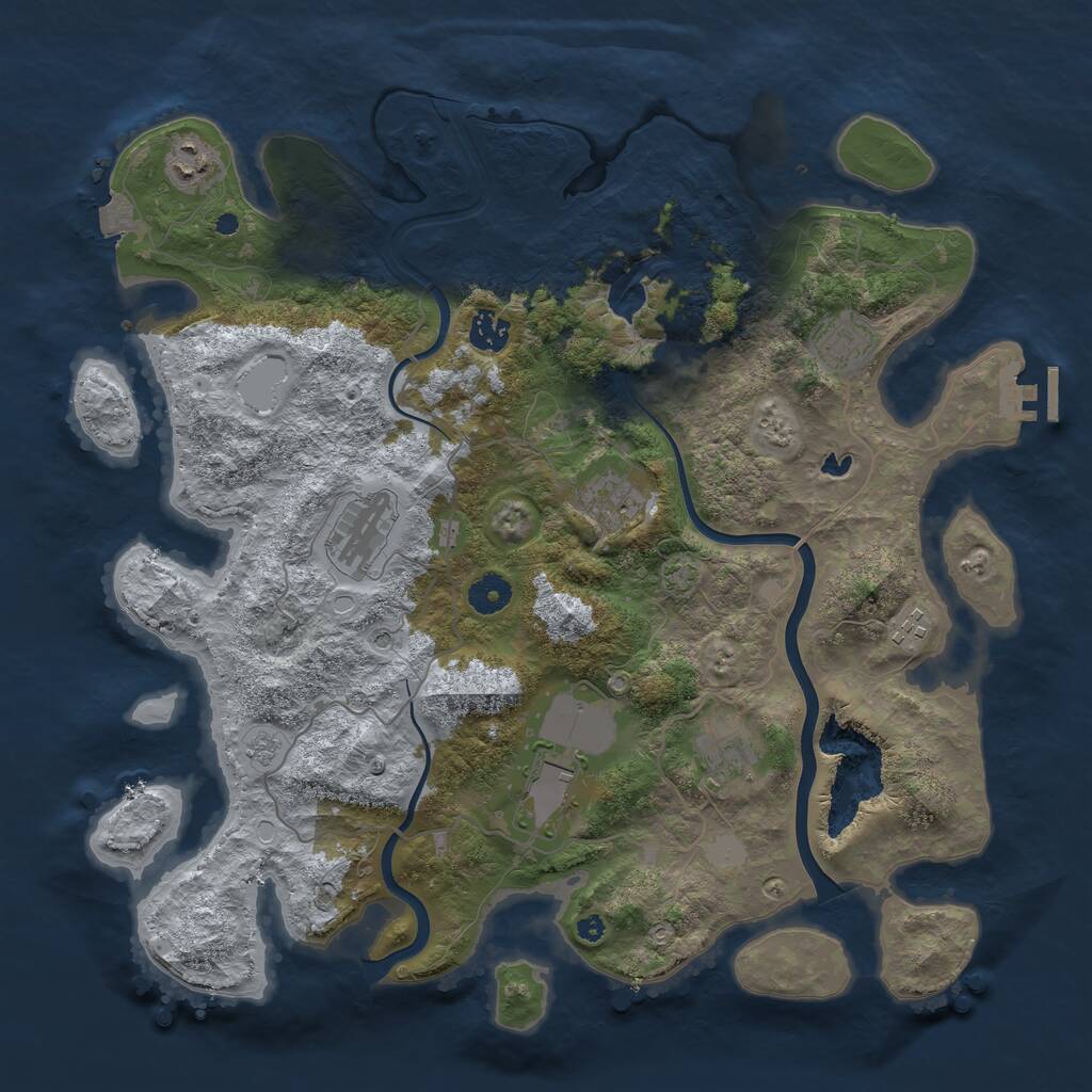 Rust Map: Procedural Map, Size: 4000, Seed: 40982577, 13 Monuments