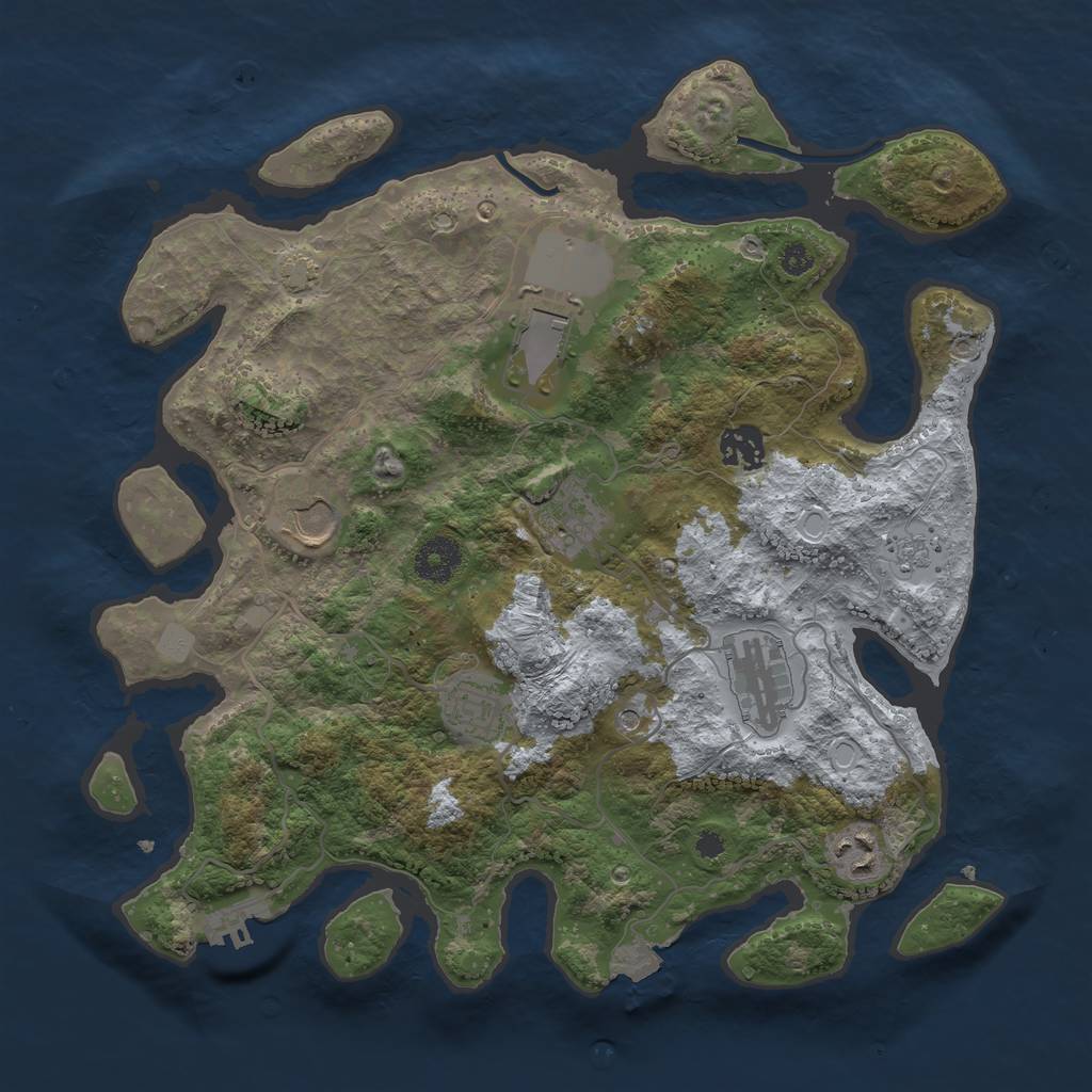 Rust Map: Procedural Map, Size: 3500, Seed: 1962861643, 14 Monuments