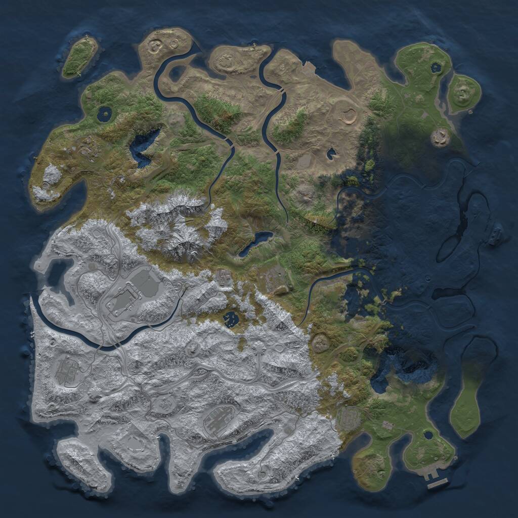 Rust Map: Procedural Map, Size: 5000, Seed: 6230, 17 Monuments