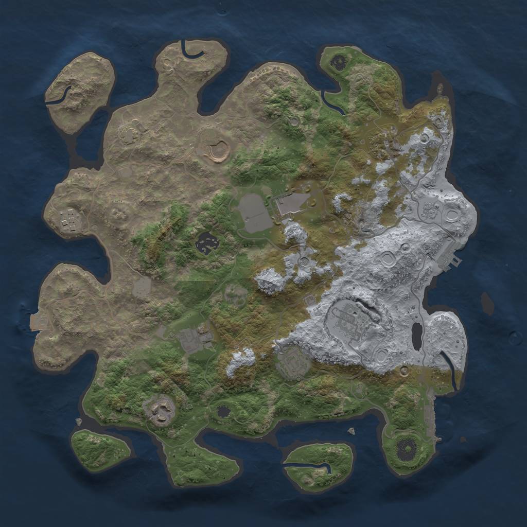 Rust Map: Procedural Map, Size: 3600, Seed: 86525841, 17 Monuments