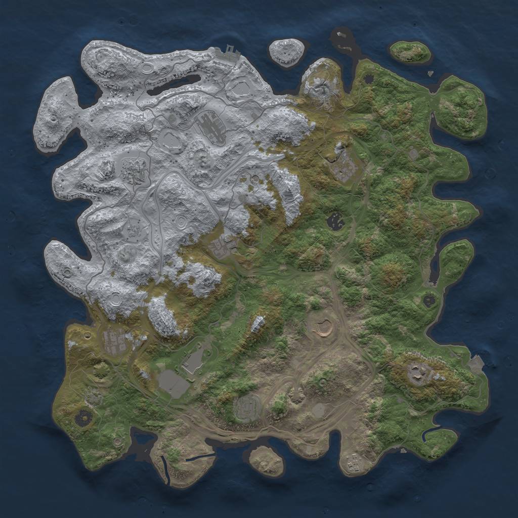 Rust Map: Procedural Map, Size: 4500, Seed: 13423471, 18 Monuments