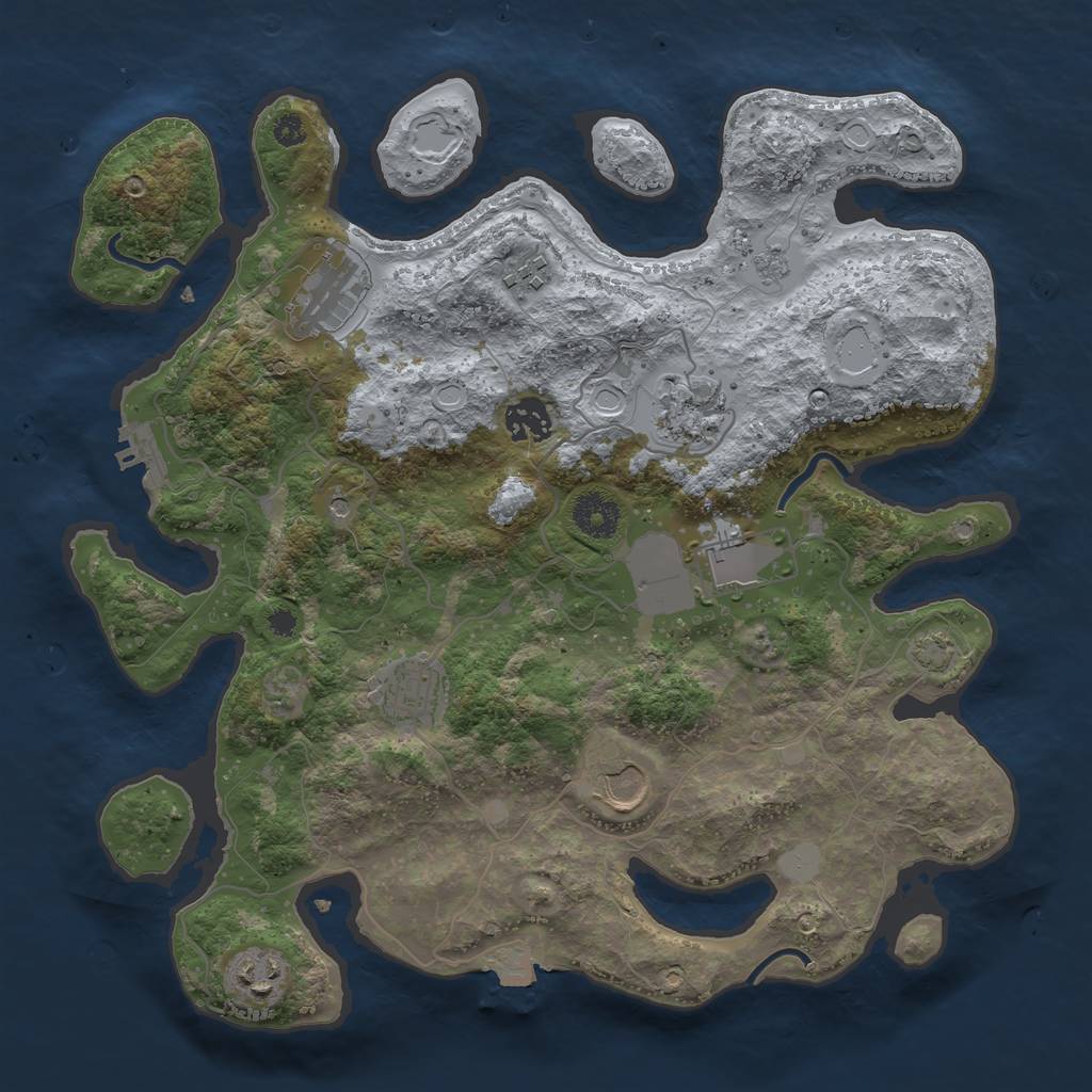 Rust Map: Procedural Map, Size: 3500, Seed: 1210046777, 15 Monuments