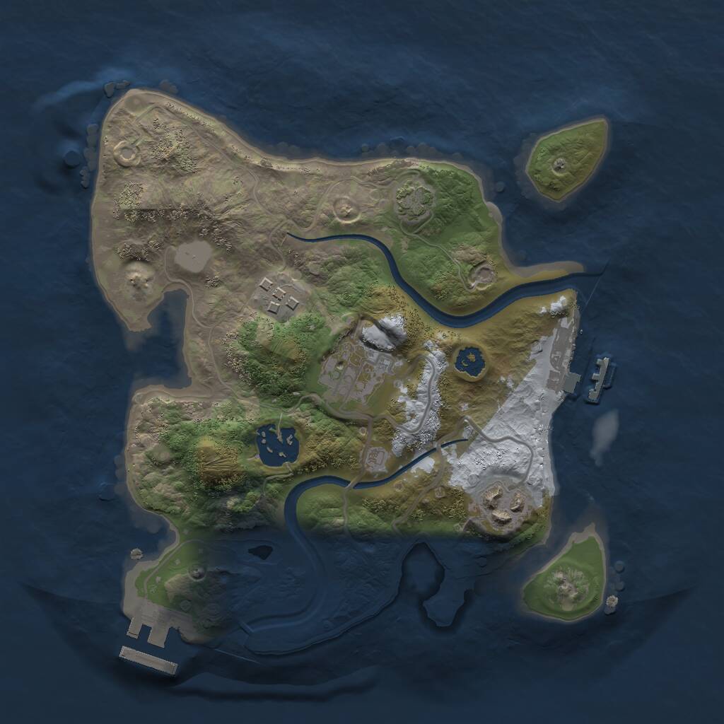 Rust Map: Procedural Map, Size: 2500, Seed: 1011574477, 8 Monuments