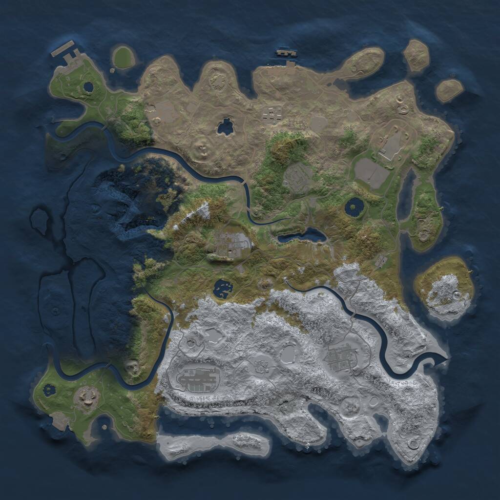 Rust Map: Procedural Map, Size: 4000, Seed: 1688448354, 15 Monuments