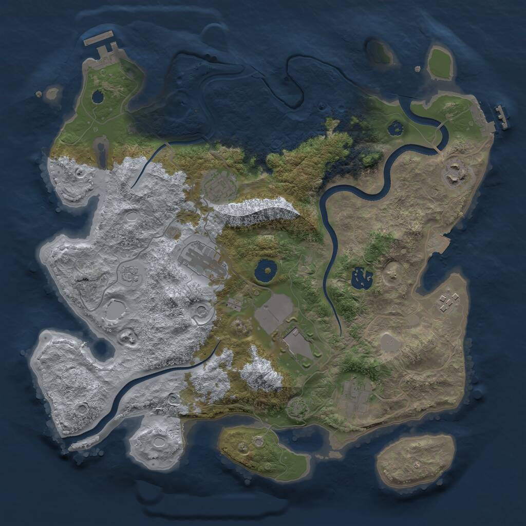 Rust Map: Procedural Map, Size: 3500, Seed: 2103099350, 13 Monuments