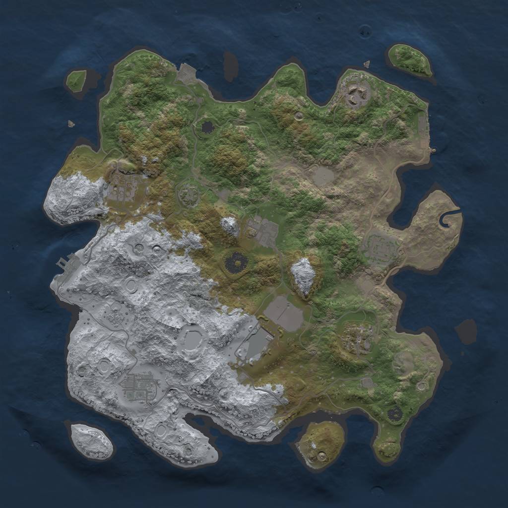Rust Map: Procedural Map, Size: 3500, Seed: 251717105, 15 Monuments