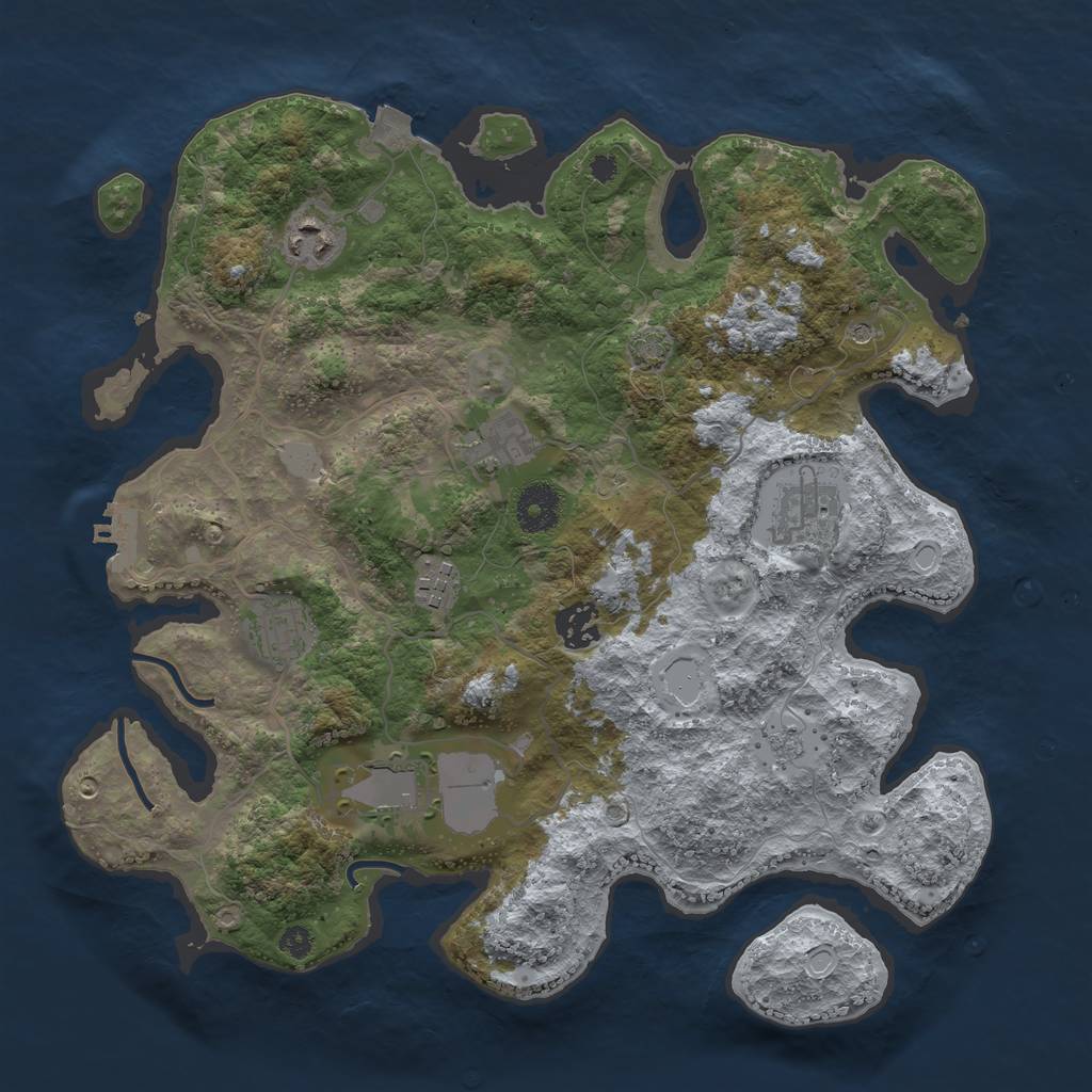 Rust Map: Procedural Map, Size: 3500, Seed: 1741516364, 14 Monuments