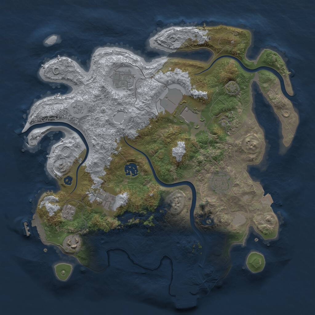 Rust Map: Procedural Map, Size: 3500, Seed: 1339158459, 14 Monuments