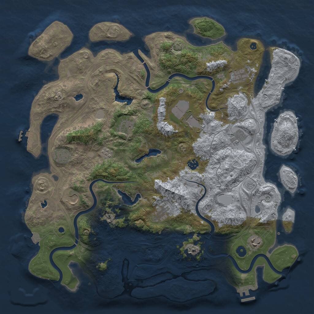 Rust Map: Procedural Map, Size: 4500, Seed: 94668, 16 Monuments