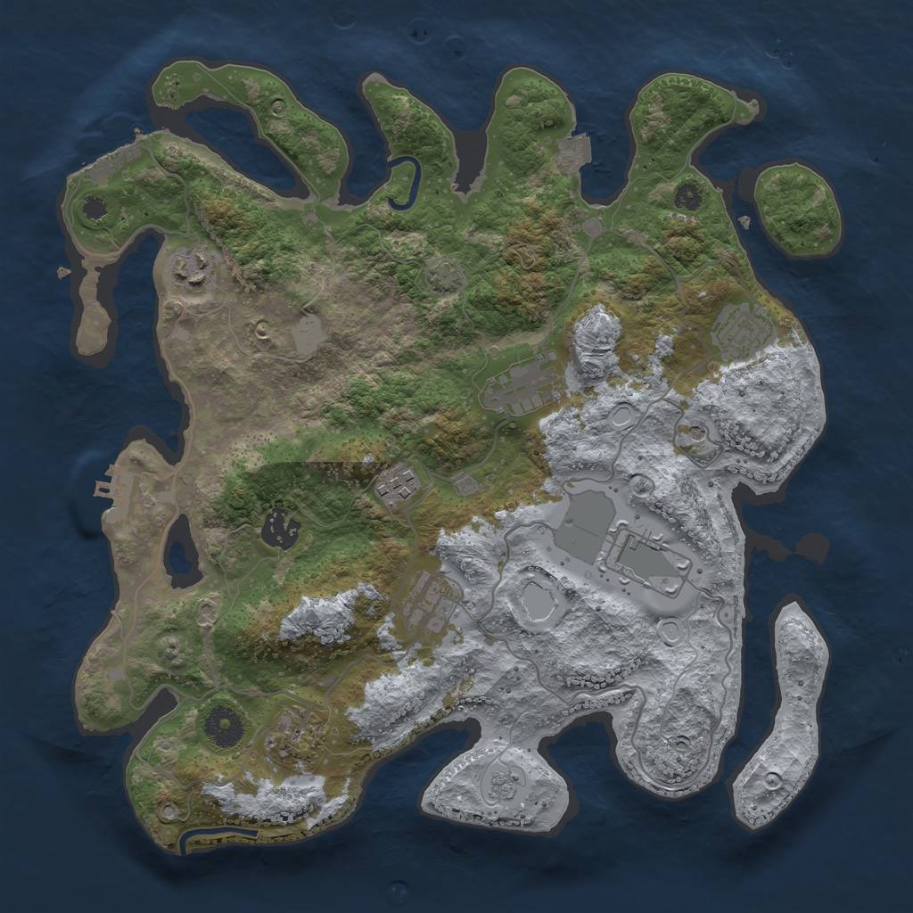 Rust Map: Procedural Map, Size: 3500, Seed: 1180035899, 16 Monuments