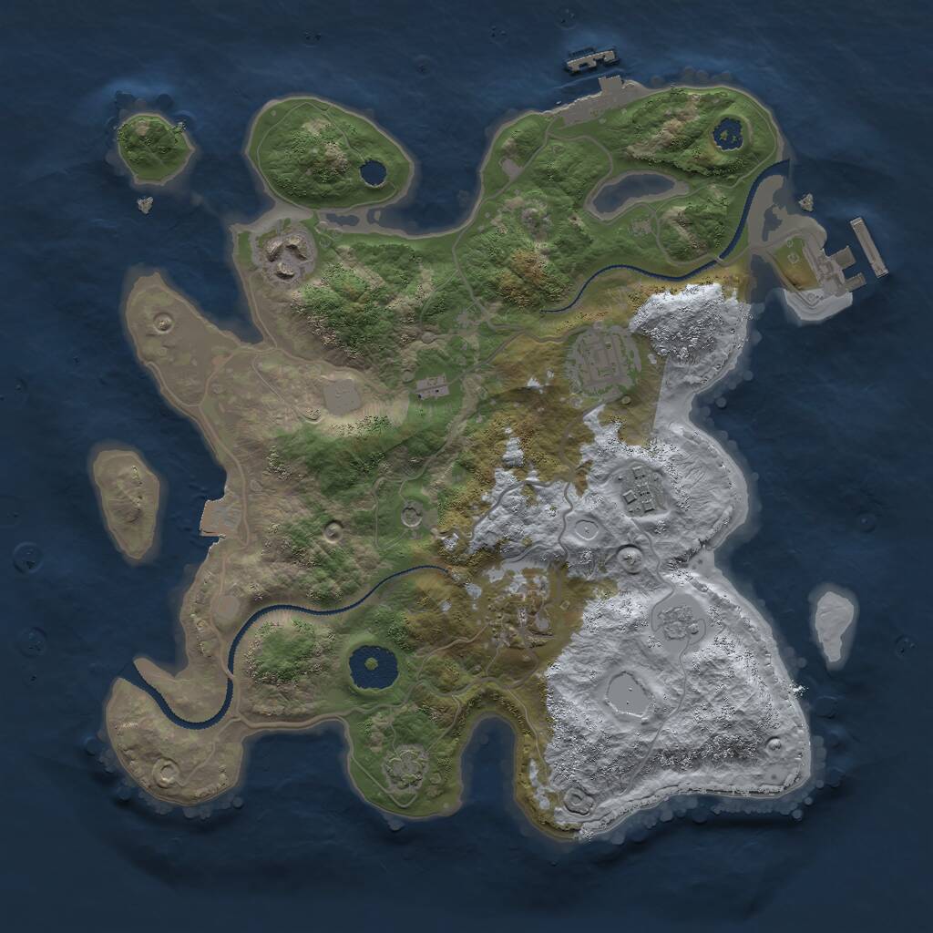 Rust Map: Procedural Map, Size: 3000, Seed: 702559370, 10 Monuments
