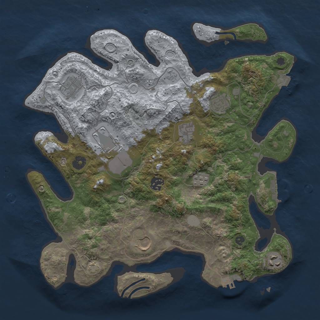 Rust Map: Procedural Map, Size: 3500, Seed: 654141242, 16 Monuments