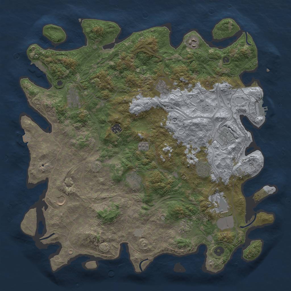 Rust Map: Procedural Map, Size: 4500, Seed: 1350524278, 19 Monuments