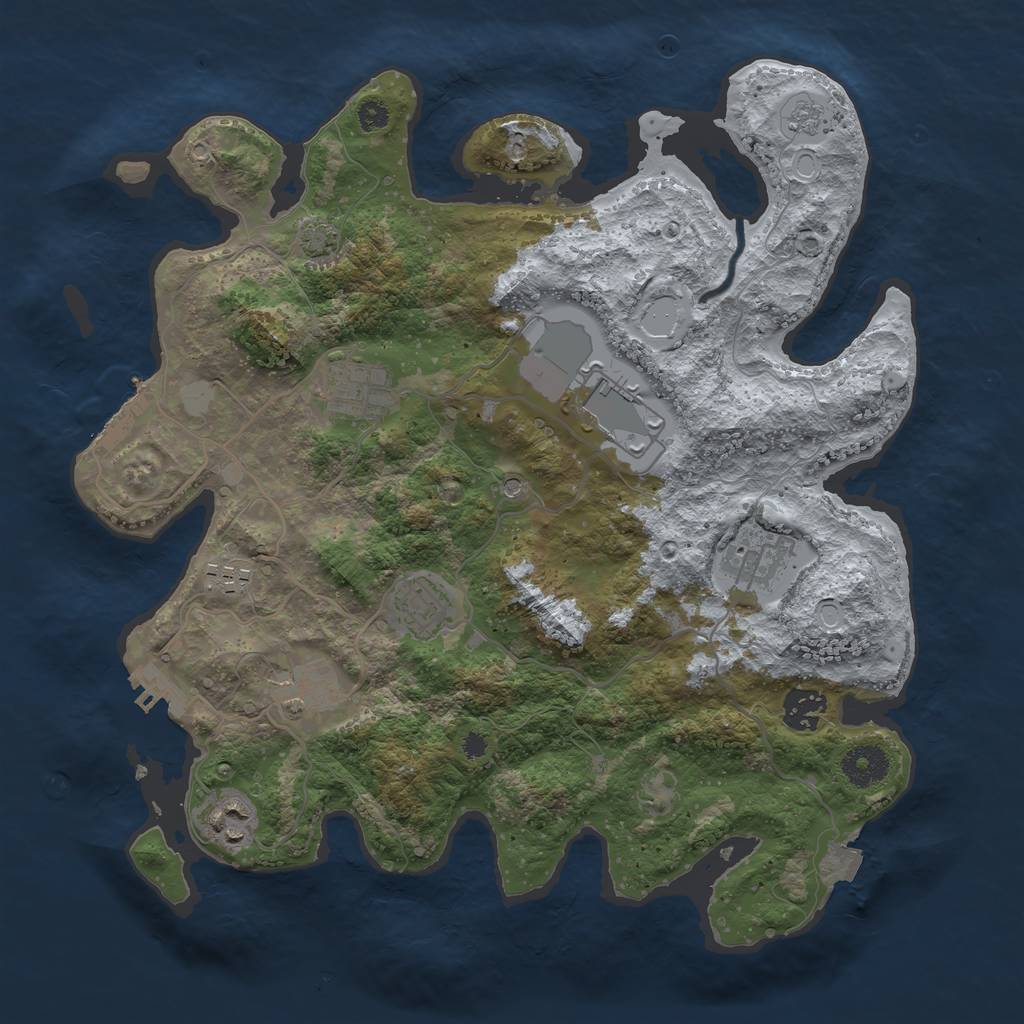 Rust Map: Procedural Map, Size: 3500, Seed: 758896521, 16 Monuments