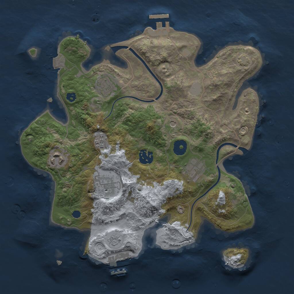 Rust Map: Procedural Map, Size: 3000, Seed: 1284706, 12 Monuments