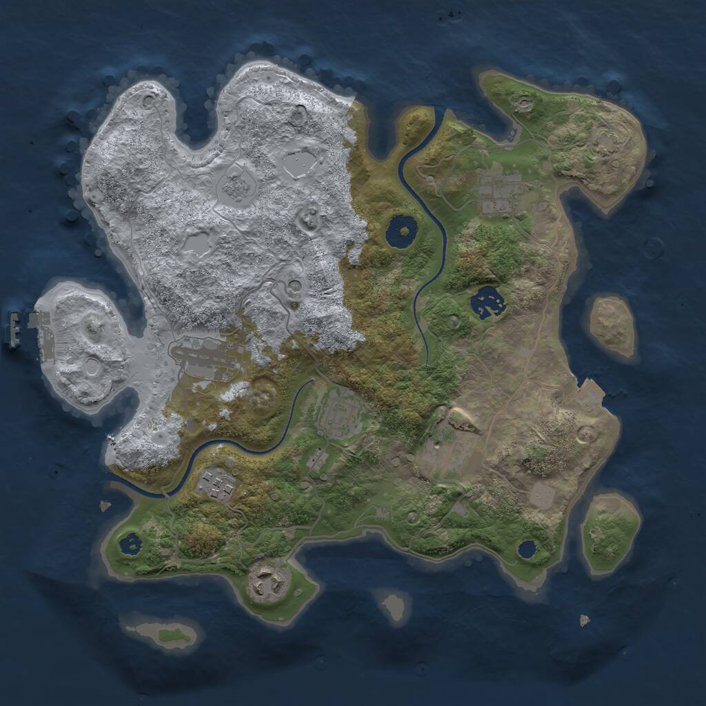 Rust Map: Procedural Map, Size: 3250, Seed: 21, 12 Monuments