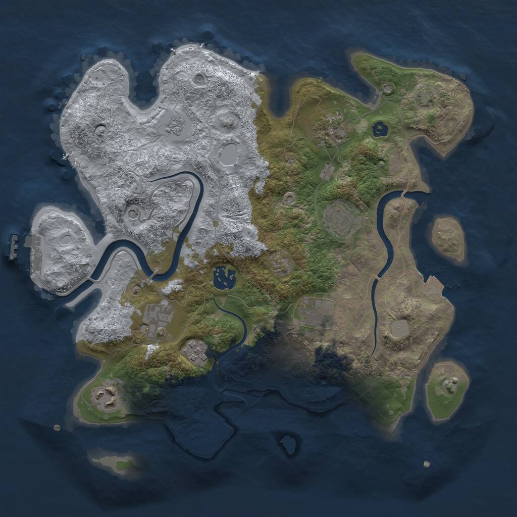 Rust Map: Procedural Map, Size: 3250, Seed: 21, 12 Monuments