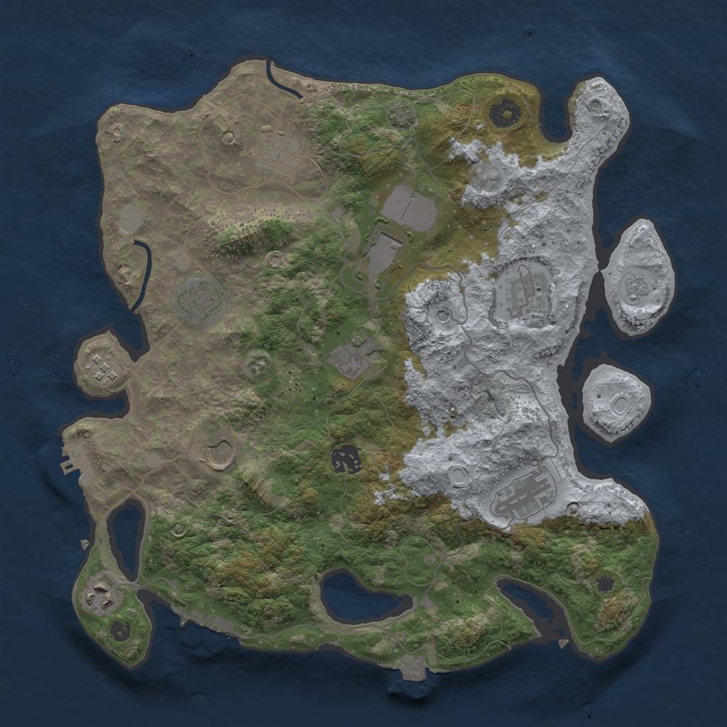 Rust Map: Procedural Map, Size: 3600, Seed: 1739218113, 18 Monuments