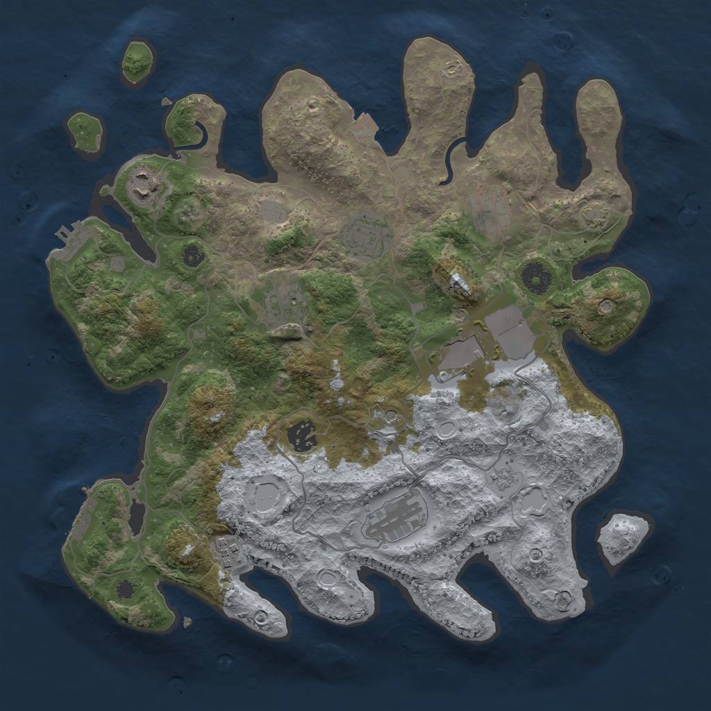 Rust Map: Procedural Map, Size: 3500, Seed: 114600357, 16 Monuments