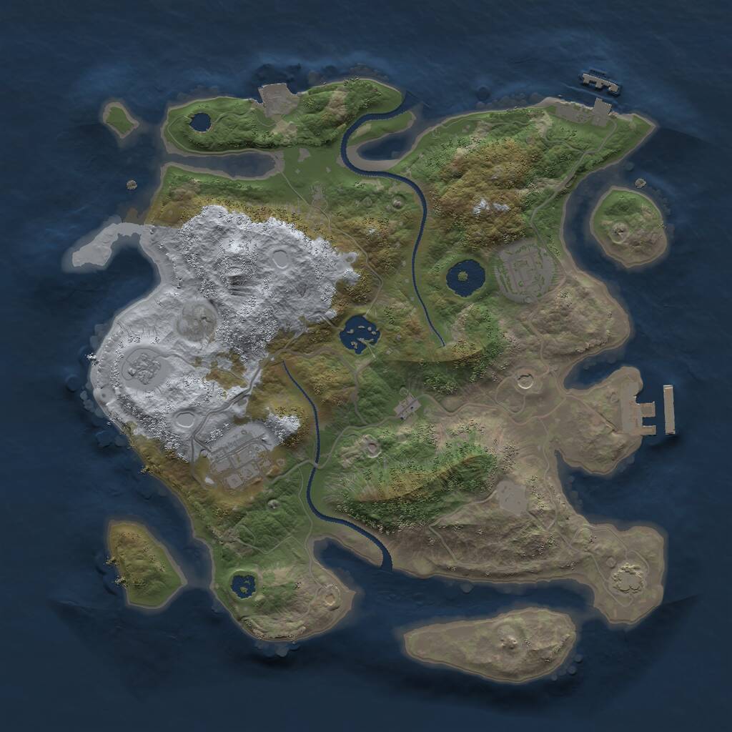 Rust Map: Procedural Map, Size: 3000, Seed: 618513659, 9 Monuments