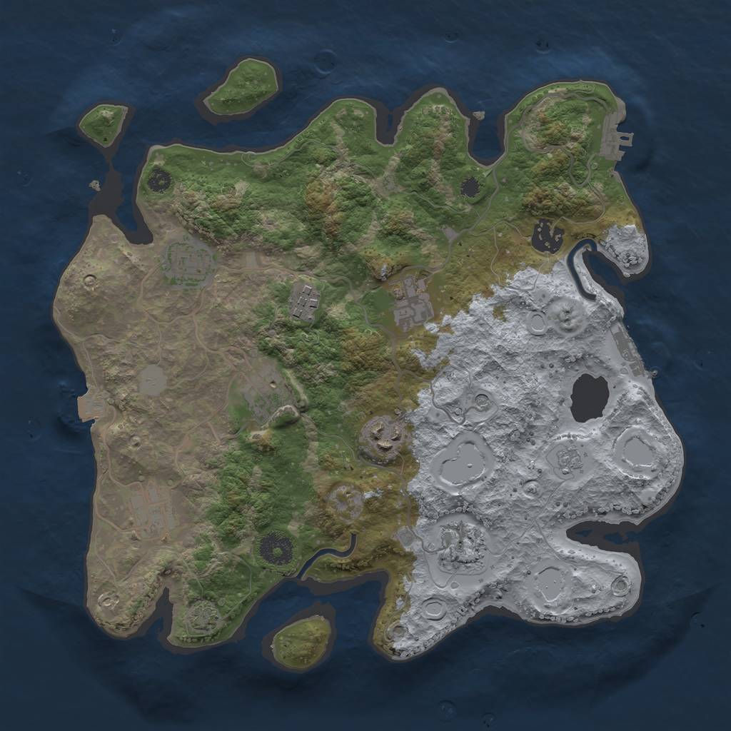 Rust Map: Procedural Map, Size: 3300, Seed: 463081167, 16 Monuments