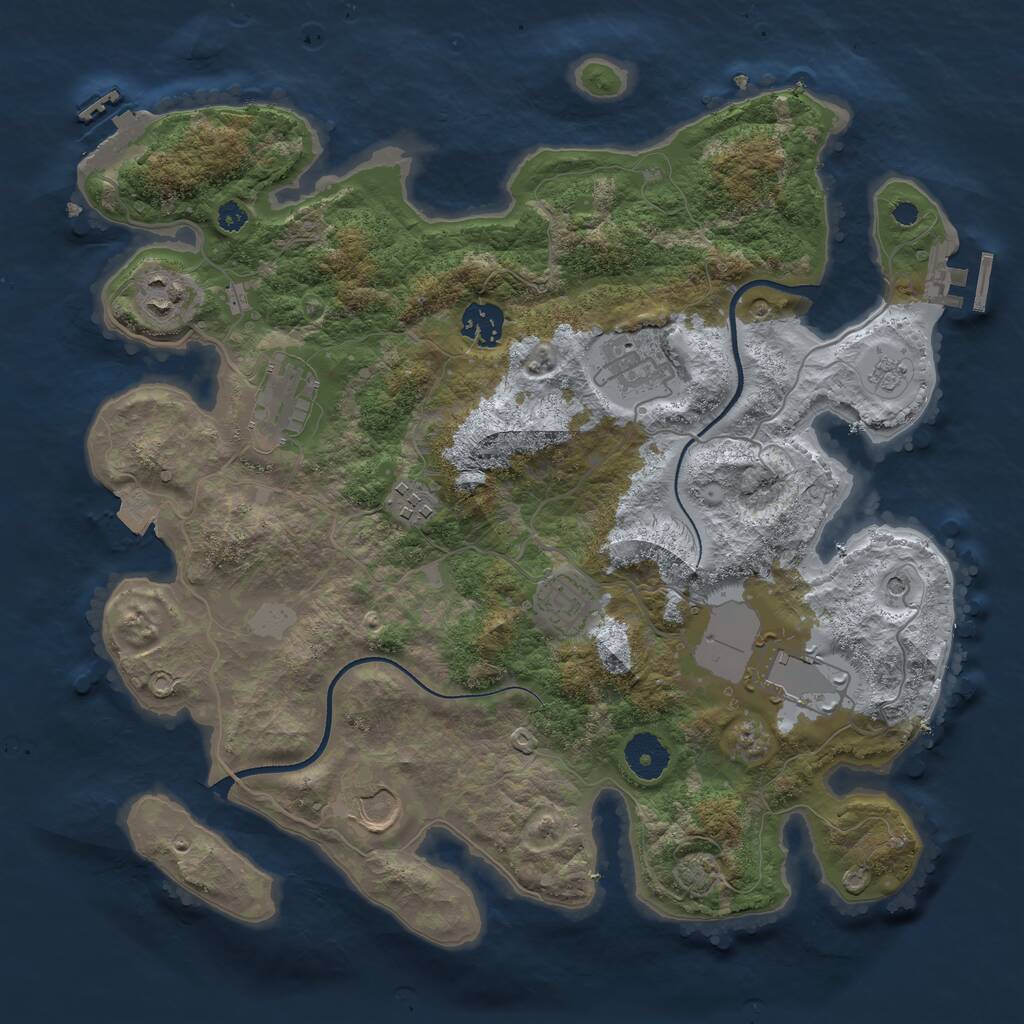 Rust Map: Procedural Map, Size: 3500, Seed: 118982797, 14 Monuments