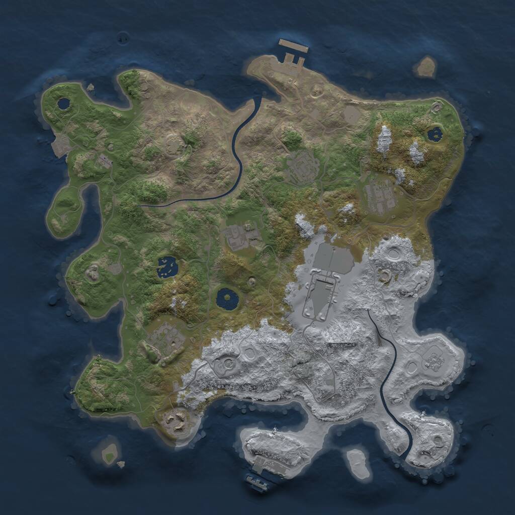 Rust Map: Procedural Map, Size: 3500, Seed: 124135135, 13 Monuments