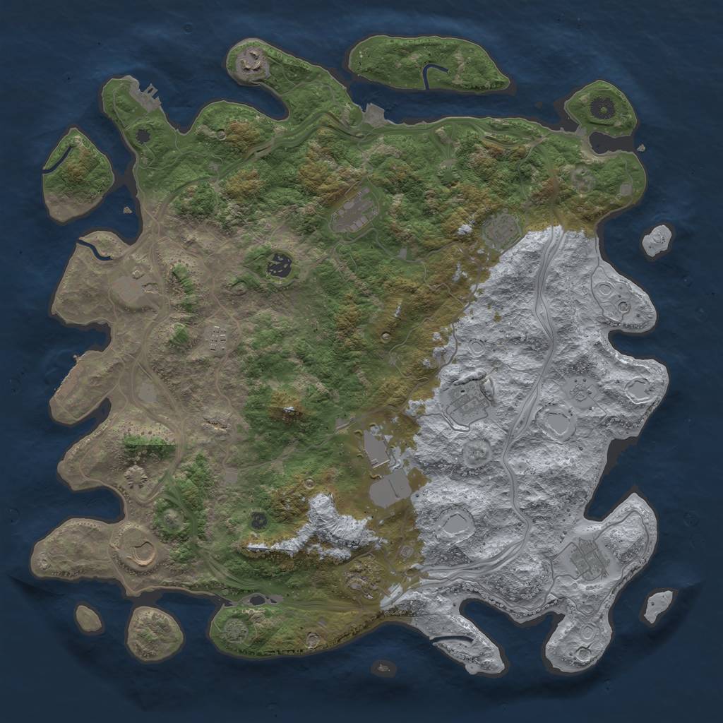 Rust Map: Procedural Map, Size: 4500, Seed: 454279887, 19 Monuments