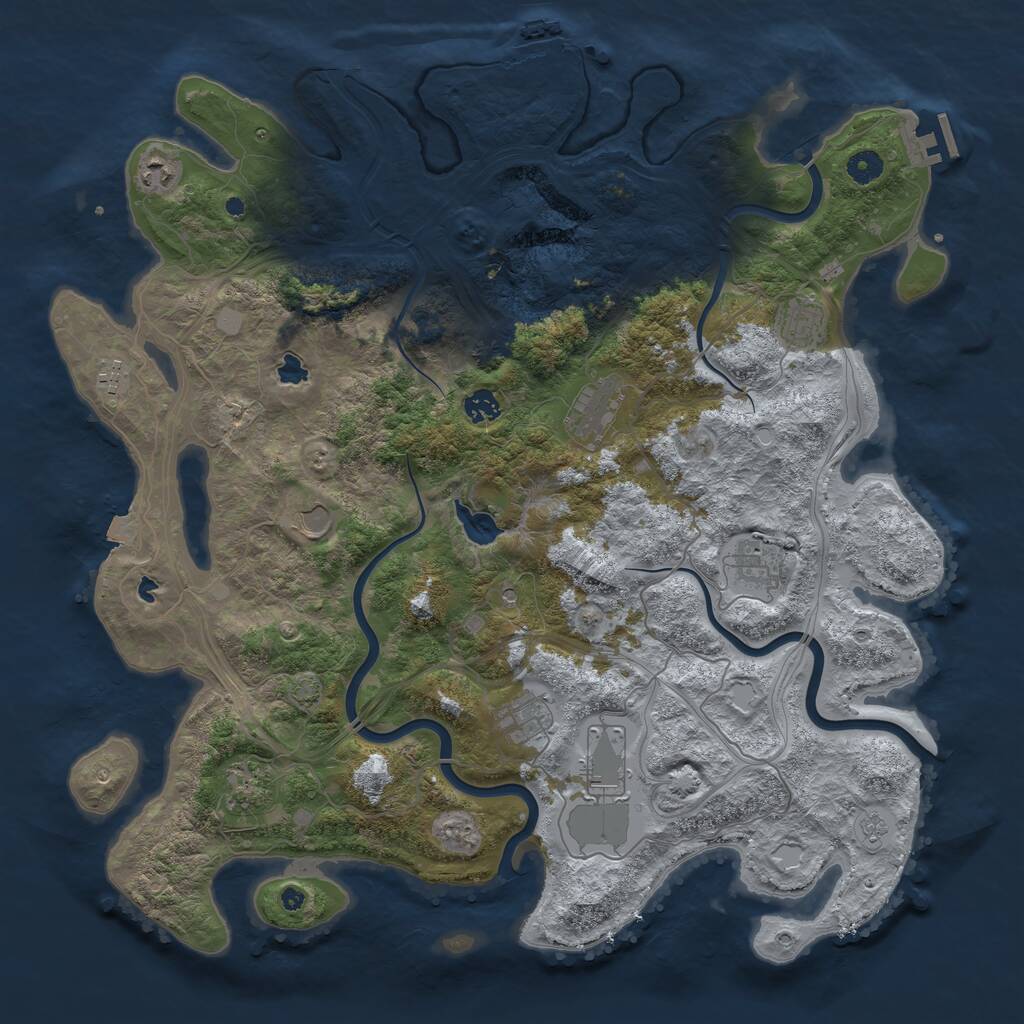 Rust Map: Procedural Map, Size: 4500, Seed: 70624, 16 Monuments